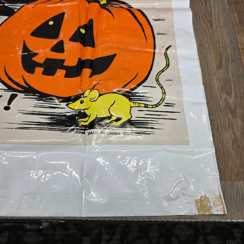 Vintage Halloween Witch Door Cover 30x60 Fun World Cat Pumpkin Figure‎